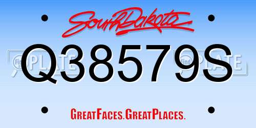 Q38579S South Dakota License Plate