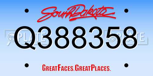 Q388358 South Dakota License Plate