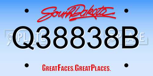 Q38838B South Dakota License Plate