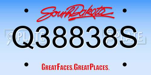 Q38838S South Dakota License Plate