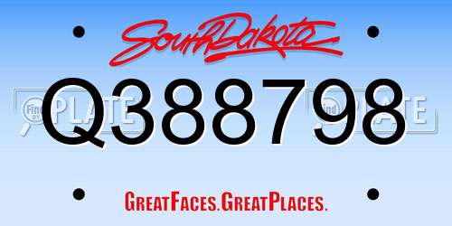 Q388798 South Dakota License Plate