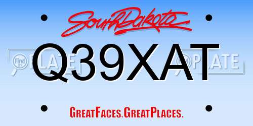 Q39XAT South Dakota License Plate