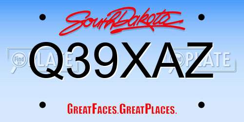 Q39XAZ South Dakota License Plate