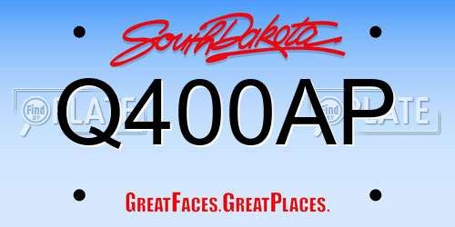 Q400AP South Dakota License Plate
