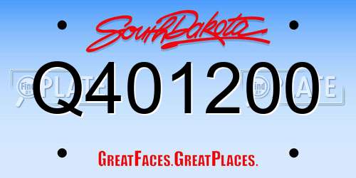 Q401200 South Dakota License Plate