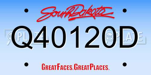 Q40120D South Dakota License Plate