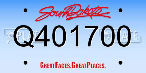 Q401700 South Dakota License Plate
