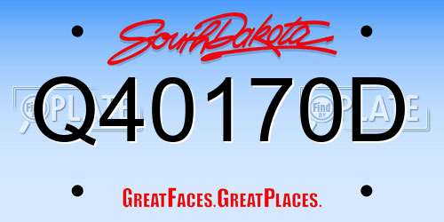 Q40170D South Dakota License Plate