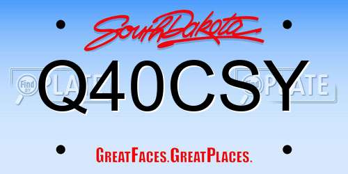 Q40CSY South Dakota License Plate