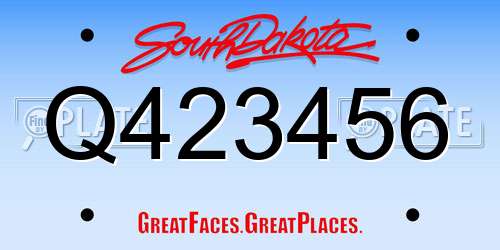 Q423456 South Dakota License Plate