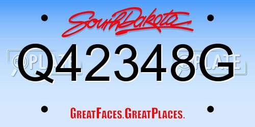 Q42348G South Dakota License Plate