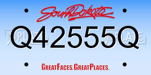 Q42555Q South Dakota License Plate