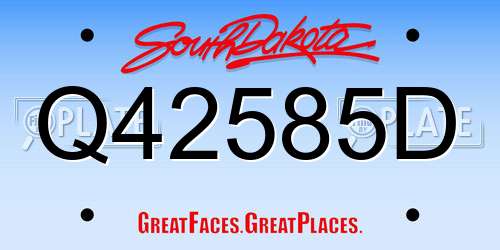 Q42585D South Dakota License Plate