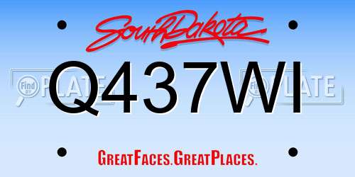 Q437WI South Dakota License Plate