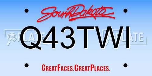 Q43TWI South Dakota License Plate