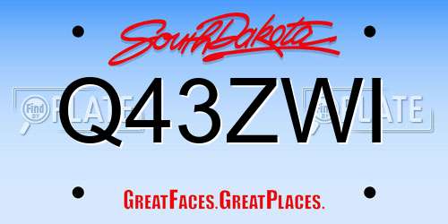 Q43ZWI South Dakota License Plate