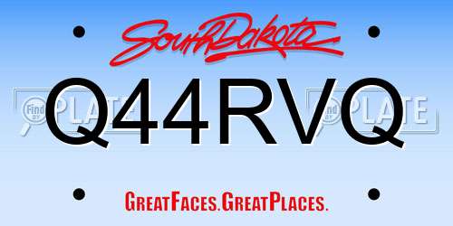 Q44RVQ South Dakota License Plate