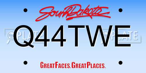 Q44TWE South Dakota License Plate