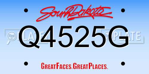 Q4525G South Dakota License Plate