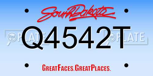 Q4542T South Dakota License Plate