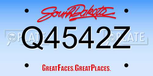Q4542Z South Dakota License Plate