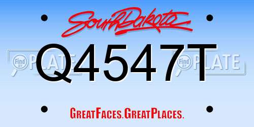 Q4547T South Dakota License Plate