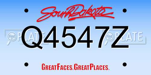 Q4547Z South Dakota License Plate