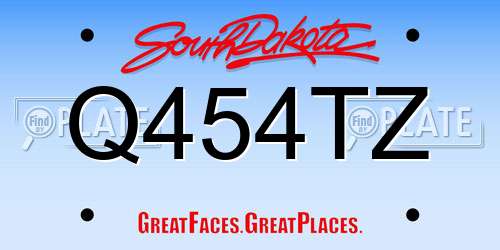Q454TZ South Dakota License Plate