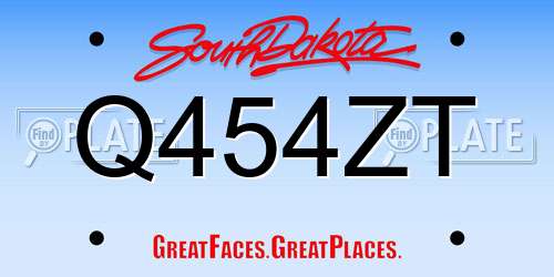 Q454ZT South Dakota License Plate