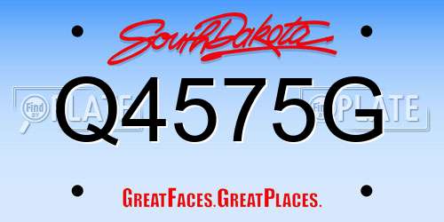 Q4575G South Dakota License Plate