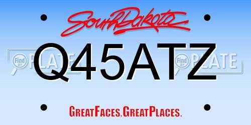 Q45ATZ South Dakota License Plate