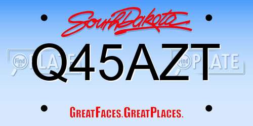 Q45AZT South Dakota License Plate