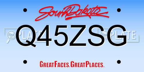 Q45ZSG South Dakota License Plate