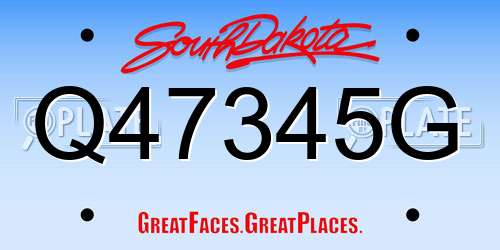 Q47345G South Dakota License Plate