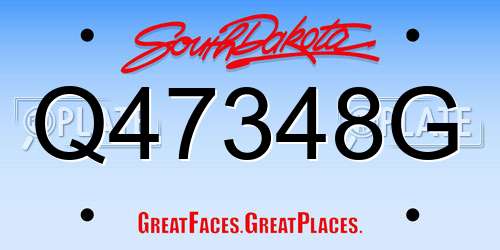 Q47348G South Dakota License Plate