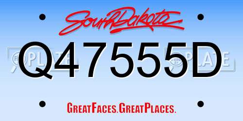 Q47555D South Dakota License Plate