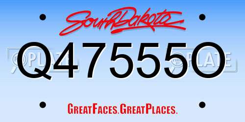 Q47555O South Dakota License Plate