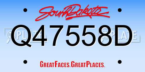 Q47558D South Dakota License Plate