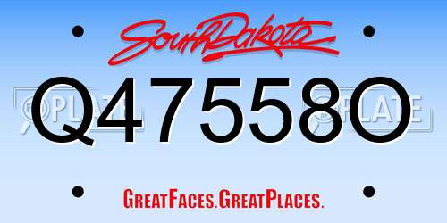 Q47558O South Dakota License Plate