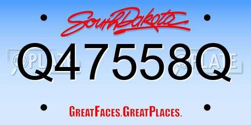 Q47558Q South Dakota License Plate