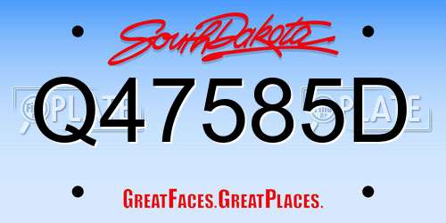 Q47585D South Dakota License Plate