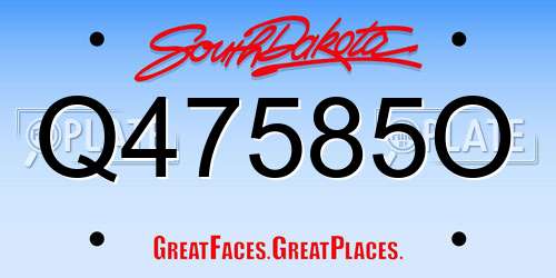 Q47585O South Dakota License Plate