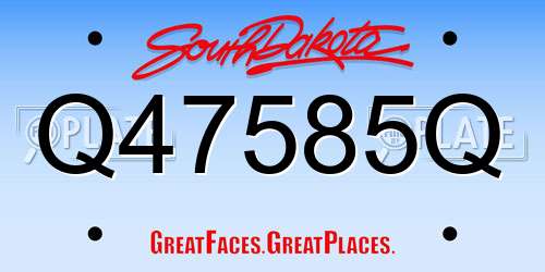 Q47585Q South Dakota License Plate