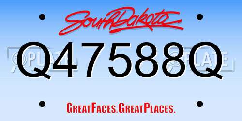 Q47588Q South Dakota License Plate