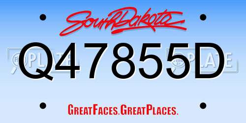 Q47855D South Dakota License Plate
