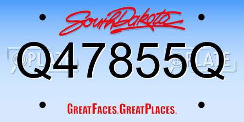Q47855Q South Dakota License Plate