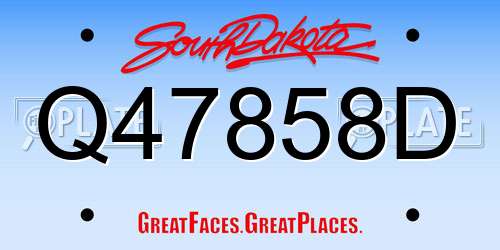 Q47858D South Dakota License Plate