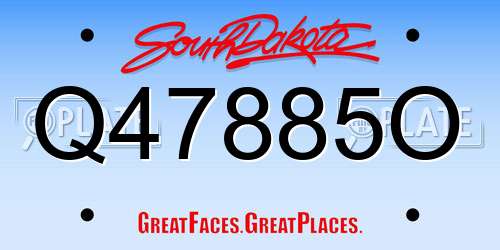 Q47885O South Dakota License Plate