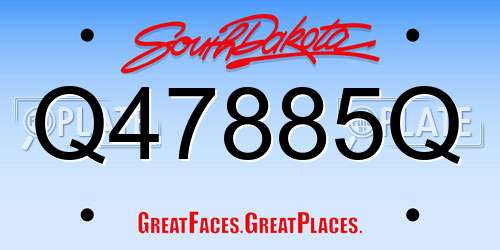 Q47885Q South Dakota License Plate