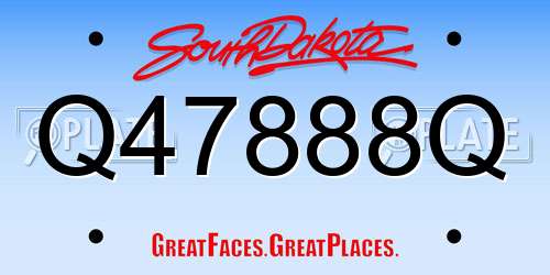Q47888Q South Dakota License Plate
